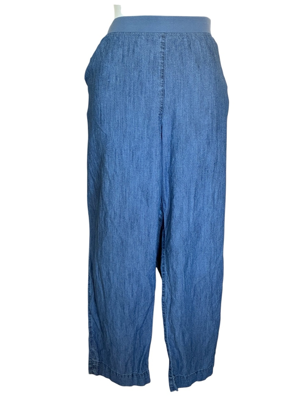 J. Jill capri pants women's XLP Indigo Blue Cotton blend, wide elastic waist euc